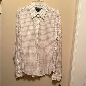 Lauren Ralph Lauren Women's Cream Checkered Dress Shirt